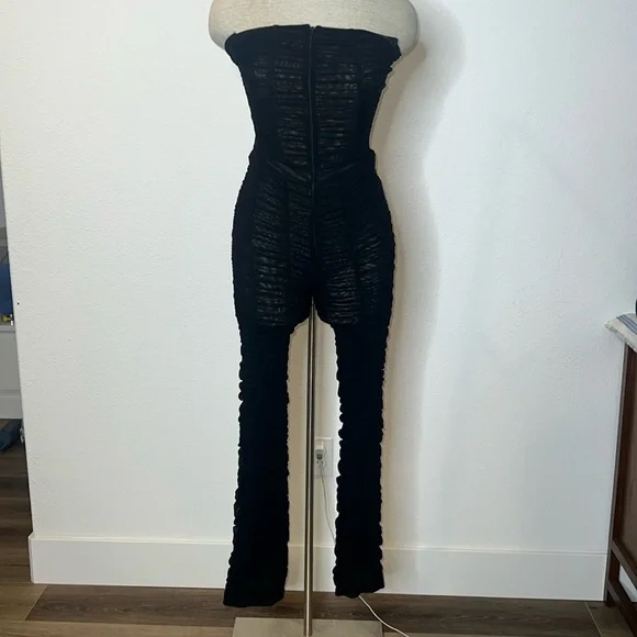 Ophelia Ruched Mesh Sleeveless Jumpsuit